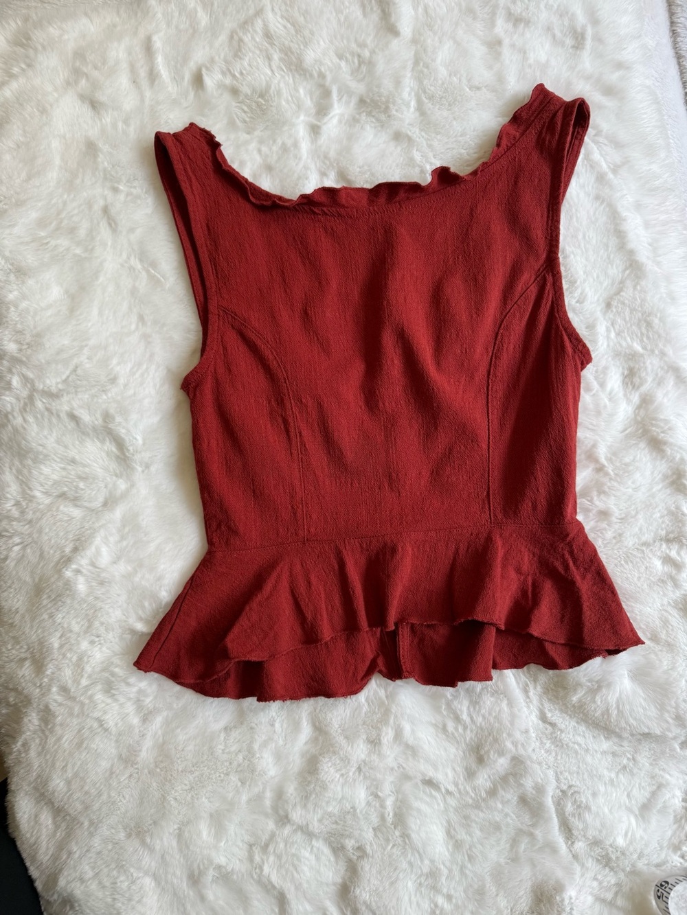 Intimately Free People Rust Red Peplum Tank Top Boho Cottagecore XS - Picture 6 of 9